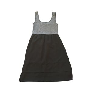 Mossimo Mixed Media Lined Sleeveless A-Line Tank Midi Dress LARGE Gray Black